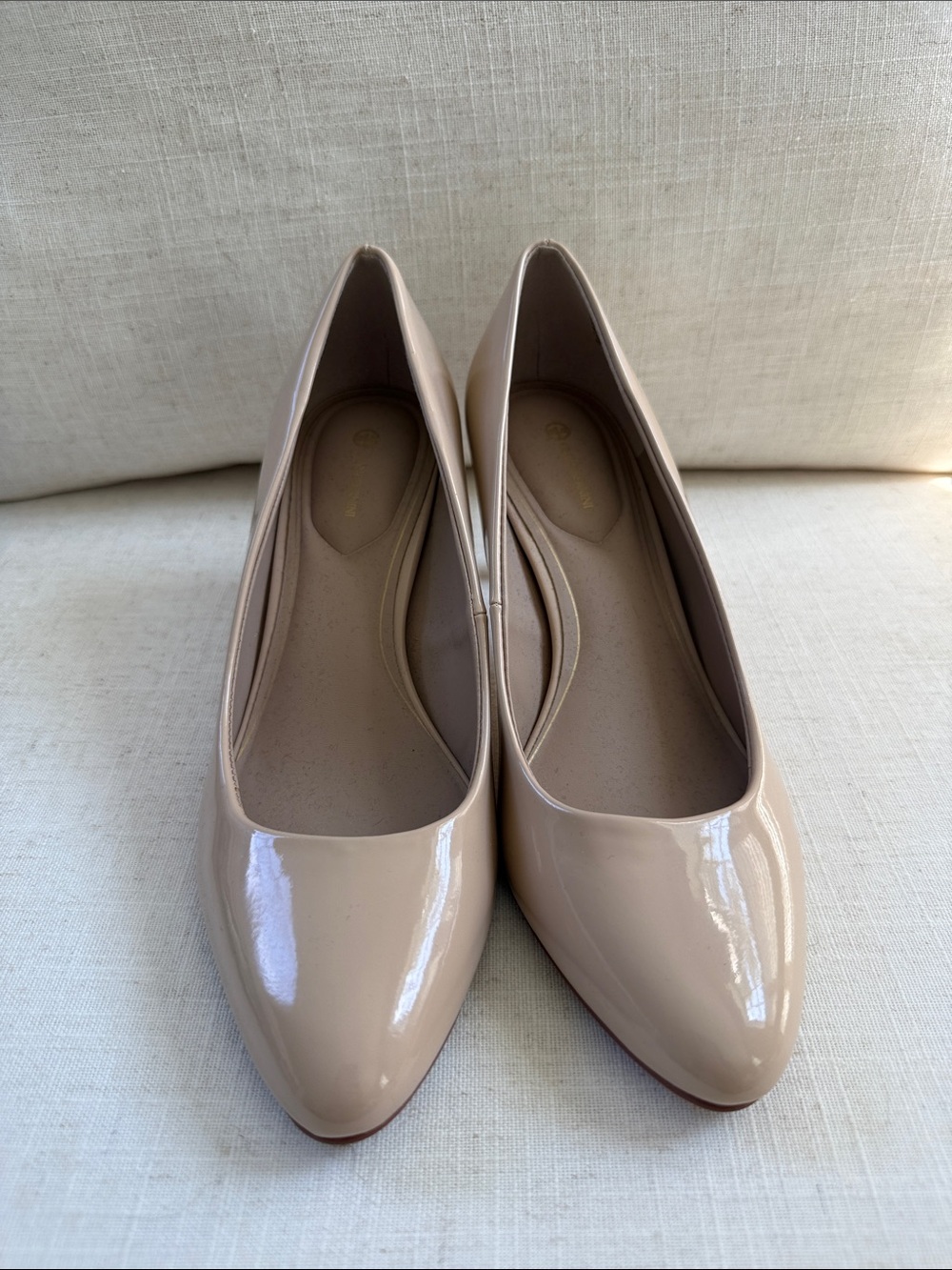 Giani Bernini Nude Patent Pointed-Toe Heels